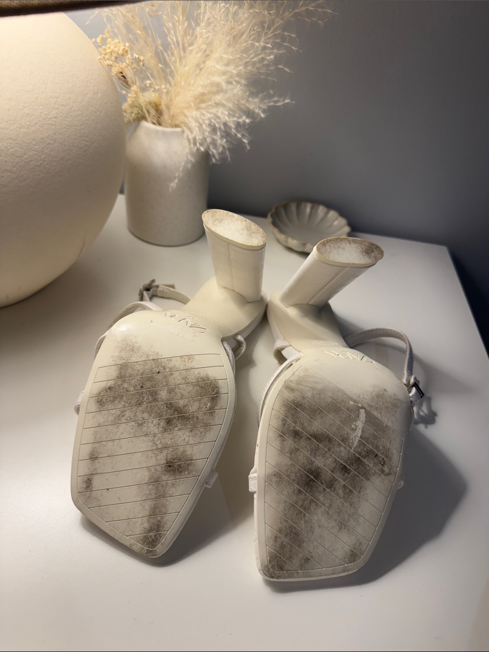 Zara White Strappy Block Heel Sandals - Picture 6 of 6